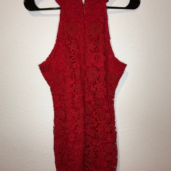 Lulus Red Large Lace Cocktail Dress - Picture 8 of 11